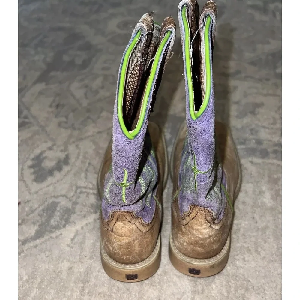 Hooey Western Boots‎ Boys Cowboy Square Logo Light Brown Blue CHY0054 Sz 1